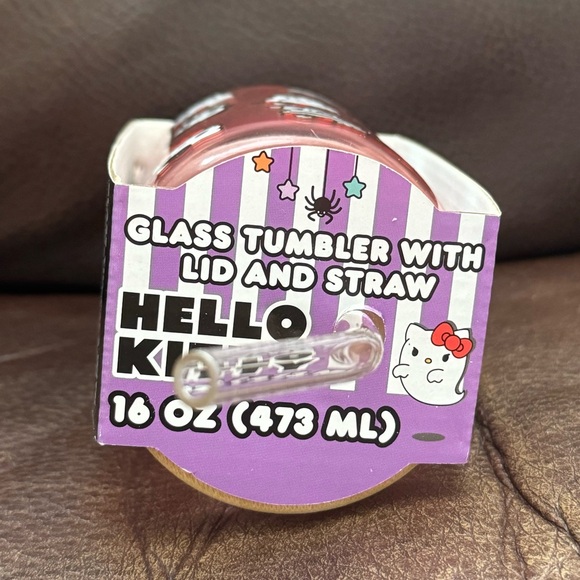 Hello Kitty Halloween Characters 16oz Pink Glass Tumbler with Bamboo Lid & Straw - Picture 10 of 11